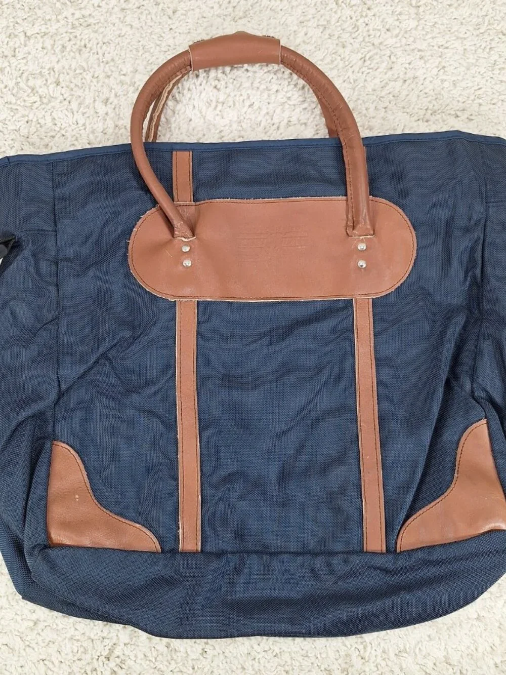 Vintage Eddie Bauer x Ford Bronco Leather & Canvas Duffle Tote Overnight Bag